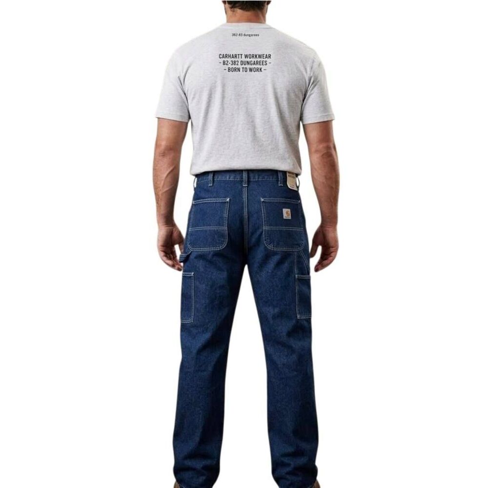 NWT Carhartt Workwear Dungarees B2-382 Men's Blue Denim Jeans 32x34 Reed Bradley